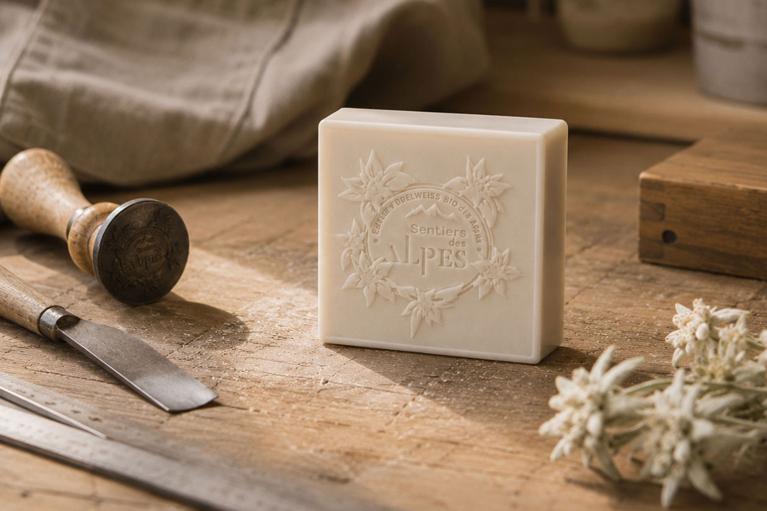 Savon Edelweiss des Cimes dans son cadre alpin - Sentiers des Alpes