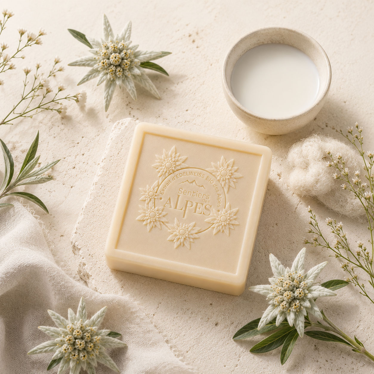 Savon solide au Lait de Chèvre 100g en collaboration avec les parfumeurs de Grasse - Sentiers des Alpes