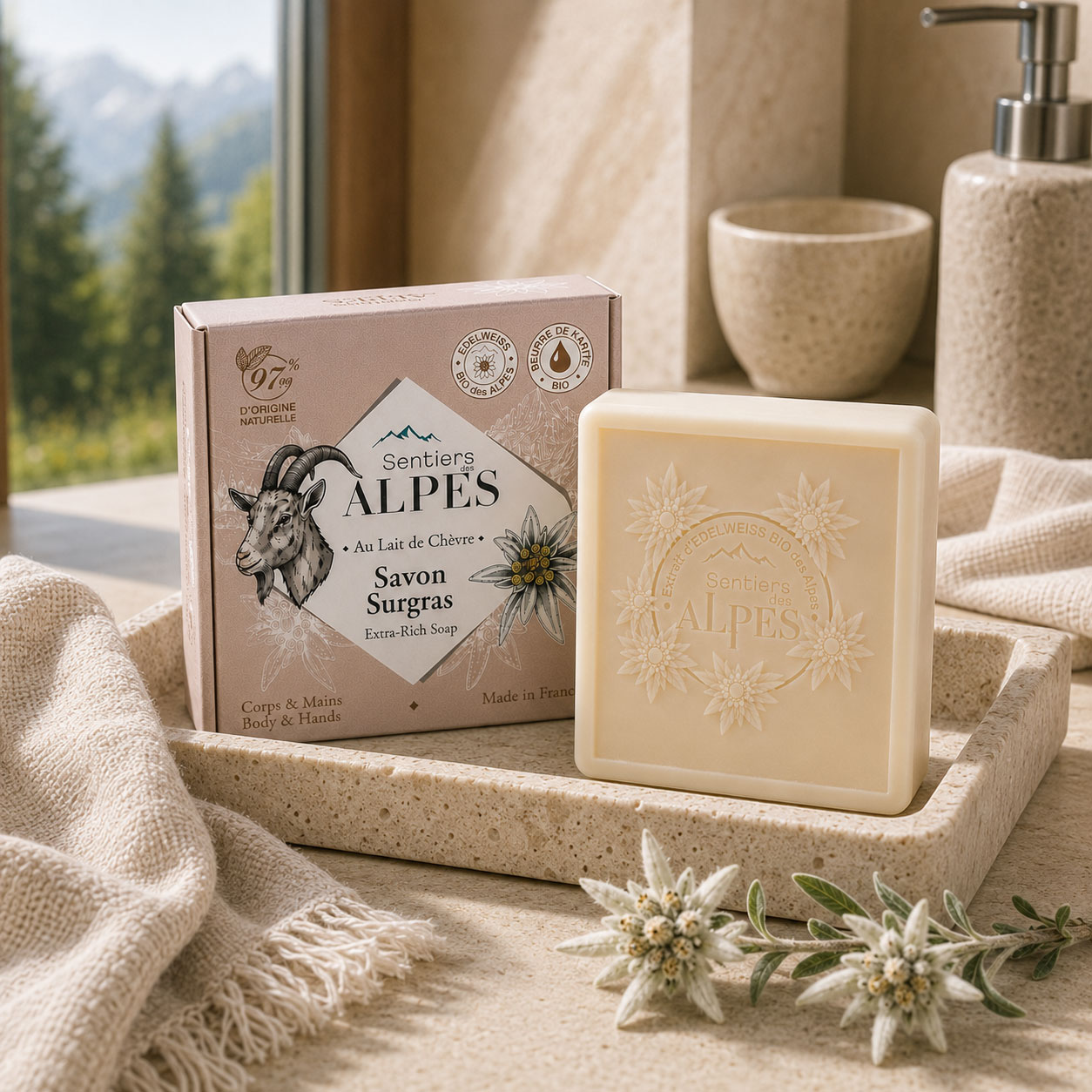 Rituel journalier du savon surgras au Lait de Chèvre - Sentiers des Alpes
