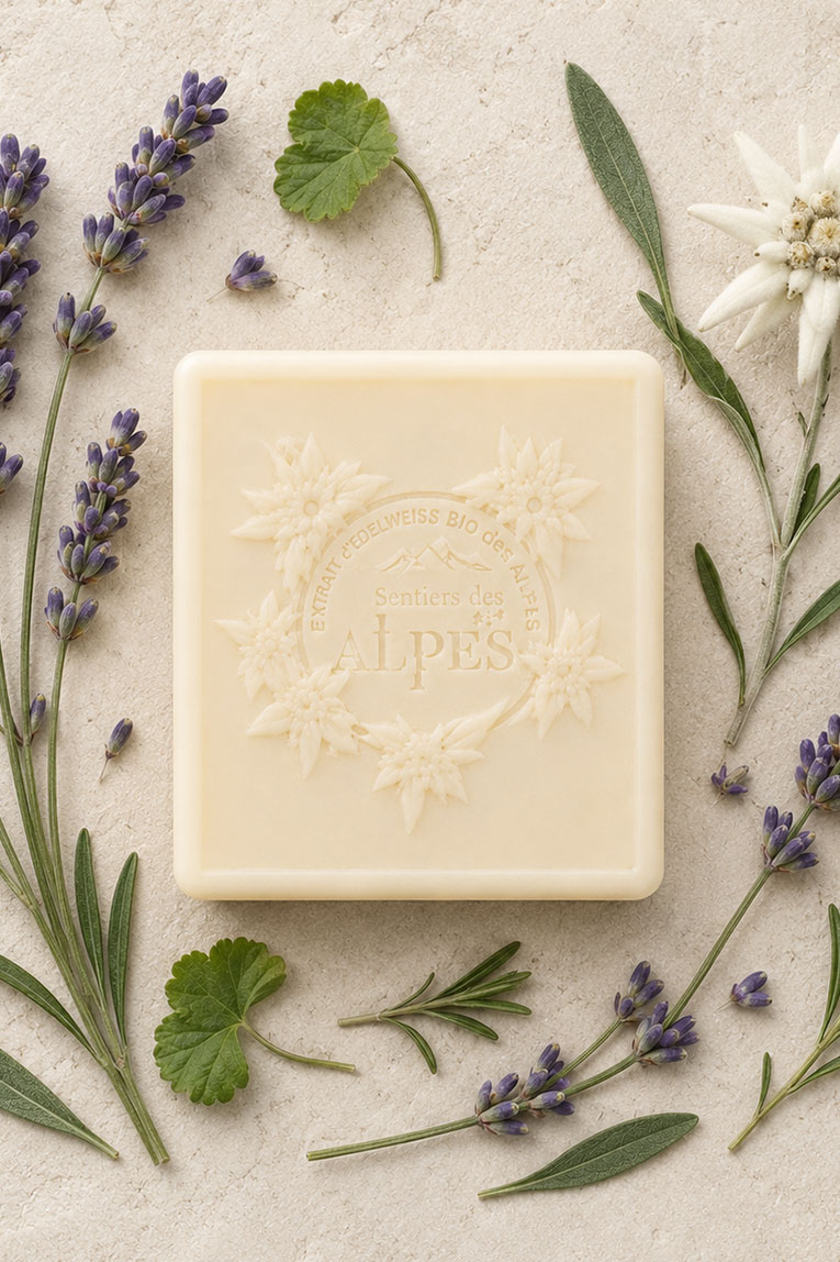 Gravure d'exception pour le savon solide Lavande des Sommets 100g - Sentiers des Alpes