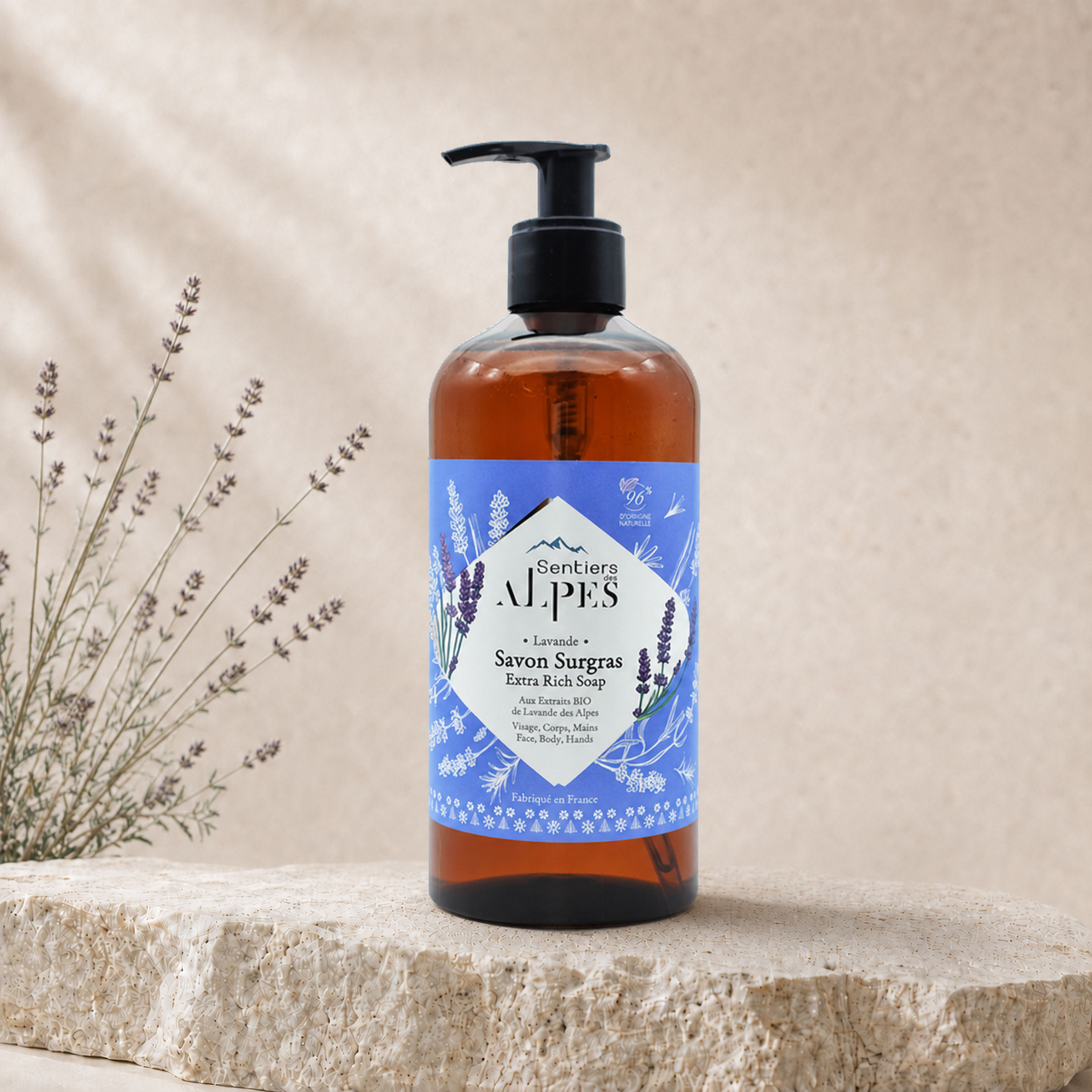 Savon liquide surgras Lavande 500 ml – Sentiers des Alpes