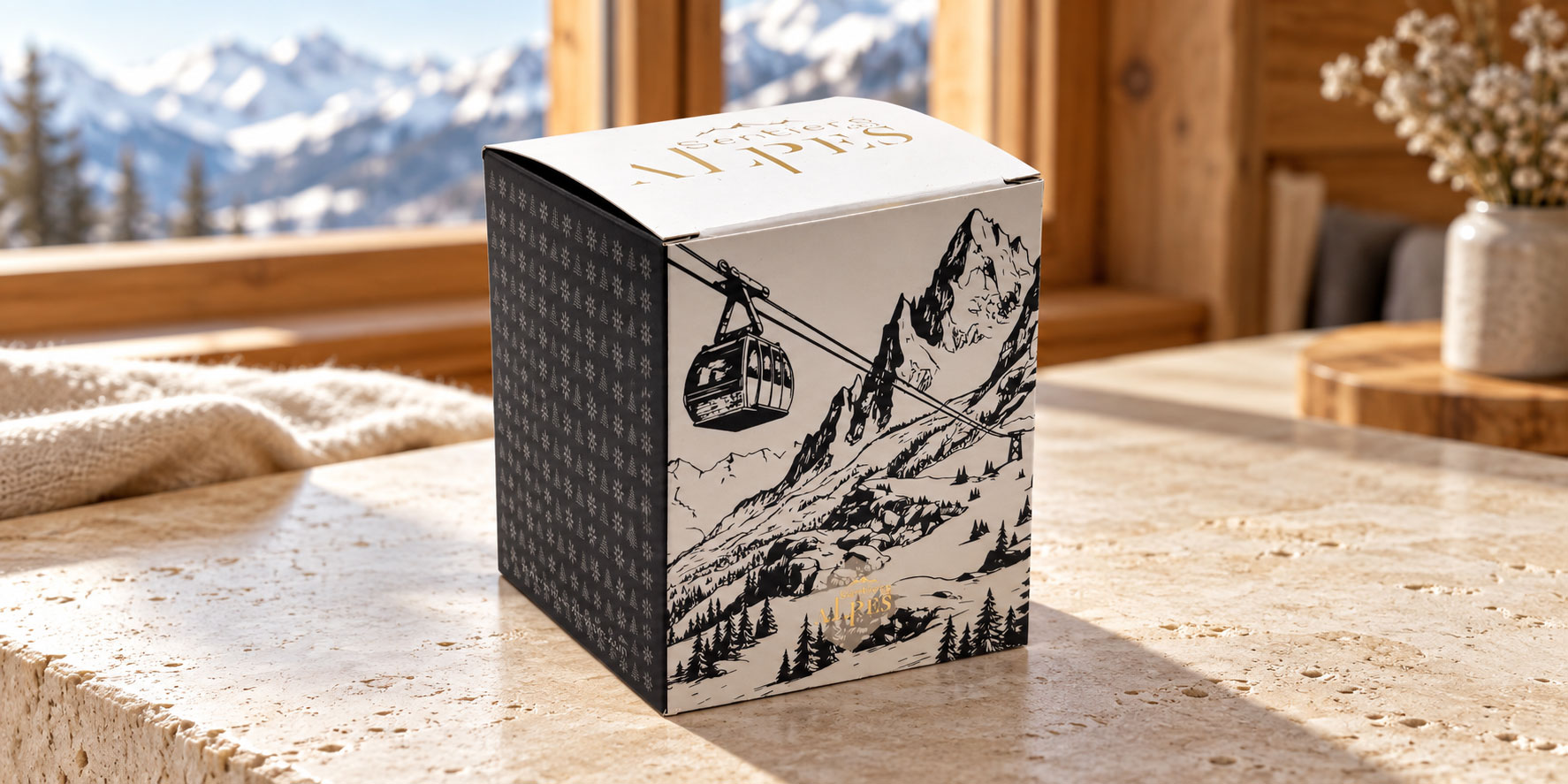 Etui cadeau pour bougie parfumée Sentiers des Alpes
